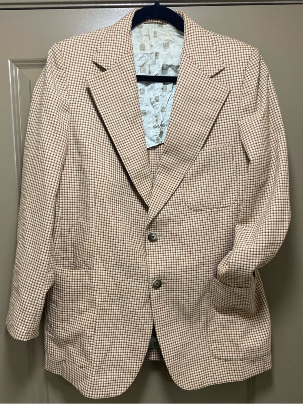 Guy Laroche Men's Beige & Brown Glen Check Blazer